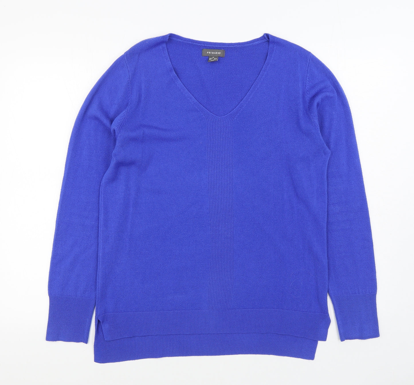 Primark Womens Blue V-Neck  Acrylic Pullover Jumper Size M