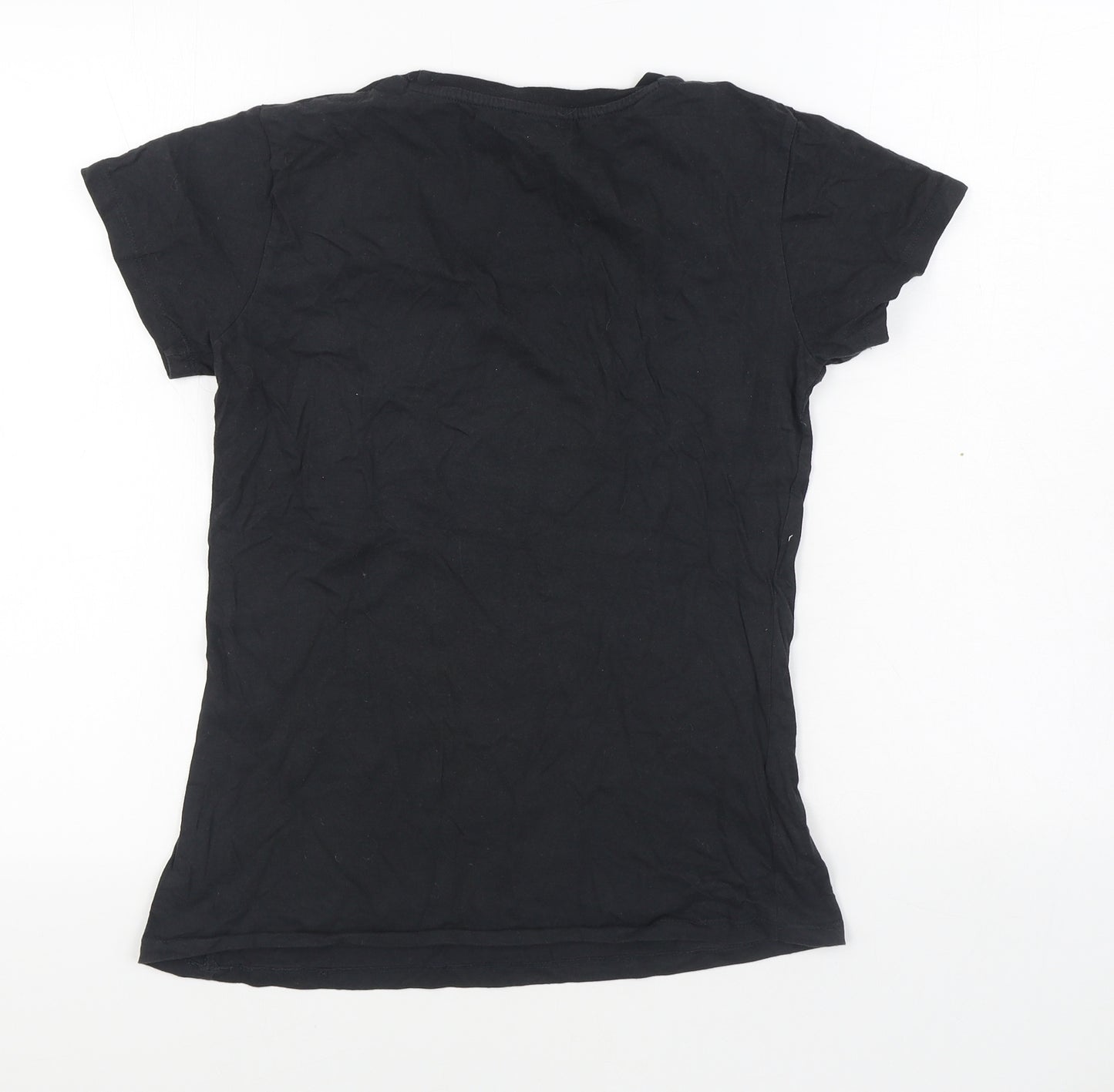Chemistry Womens Black  100% Cotton Basic T-Shirt Size 12 Scoop Neck