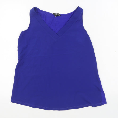 Warehouse Womens Blue  Polyester Basic Tank Size 12 V-Neck