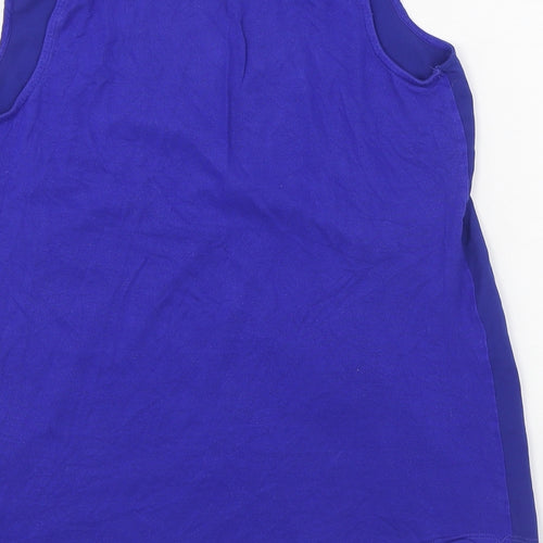 Warehouse Womens Blue  Polyester Basic Tank Size 12 V-Neck