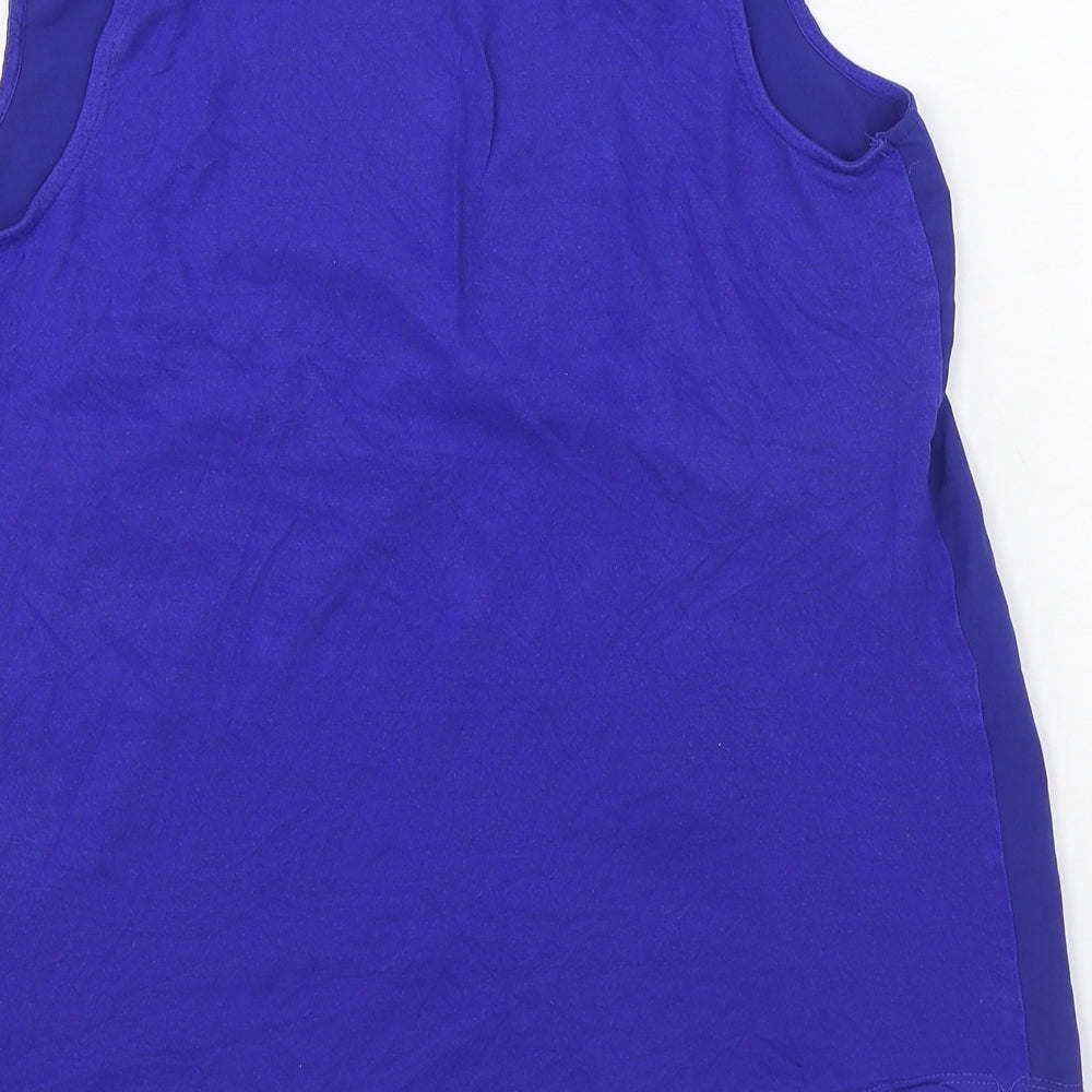 Warehouse Womens Blue  Polyester Basic Tank Size 12 V-Neck