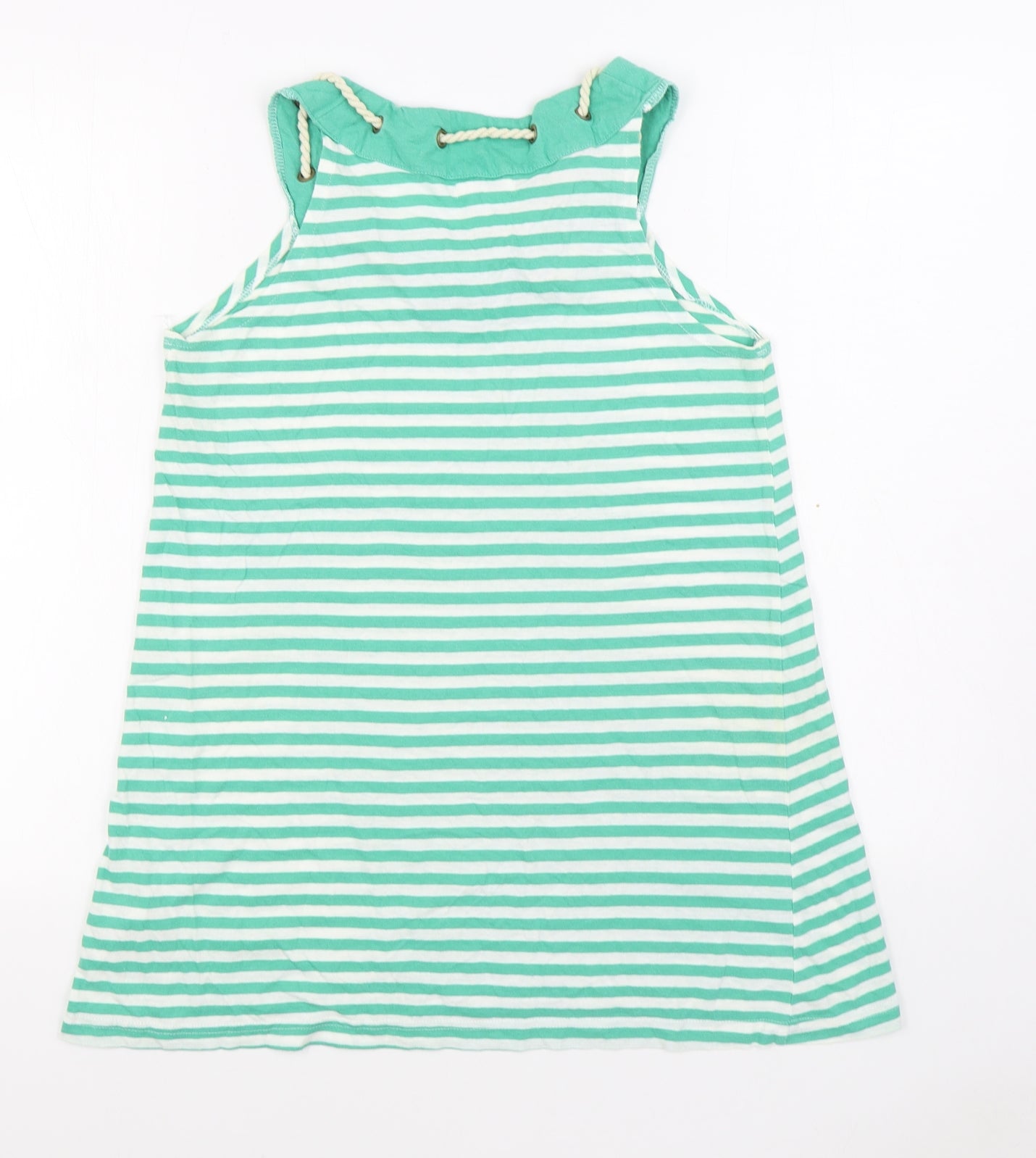Brave Soul Womens Green Striped 100% Cotton Basic Tank Size S Round Neck