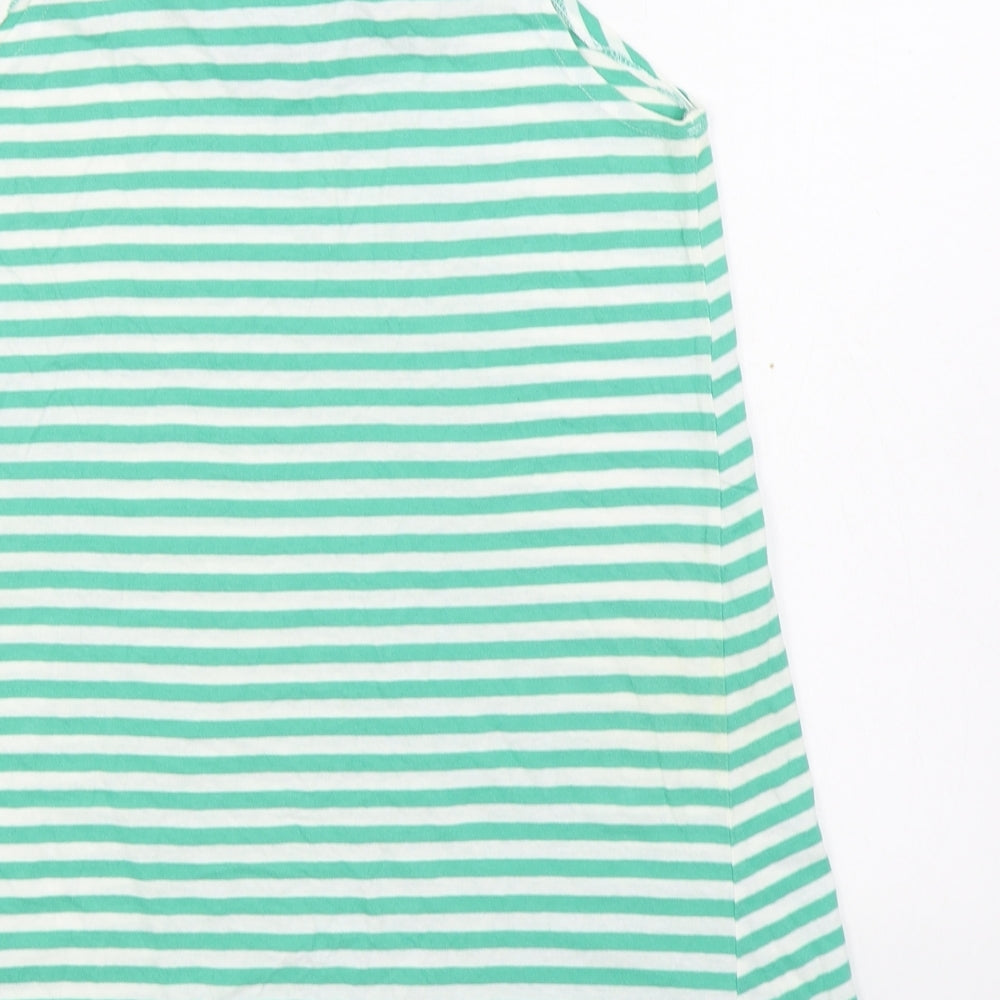 Brave Soul Womens Green Striped 100% Cotton Basic Tank Size S Round Neck