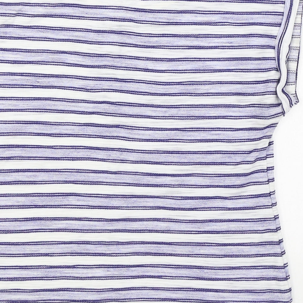 Dorothy Perkins Womens Blue Striped Polyester Basic T-Shirt Size 12 Boat Neck