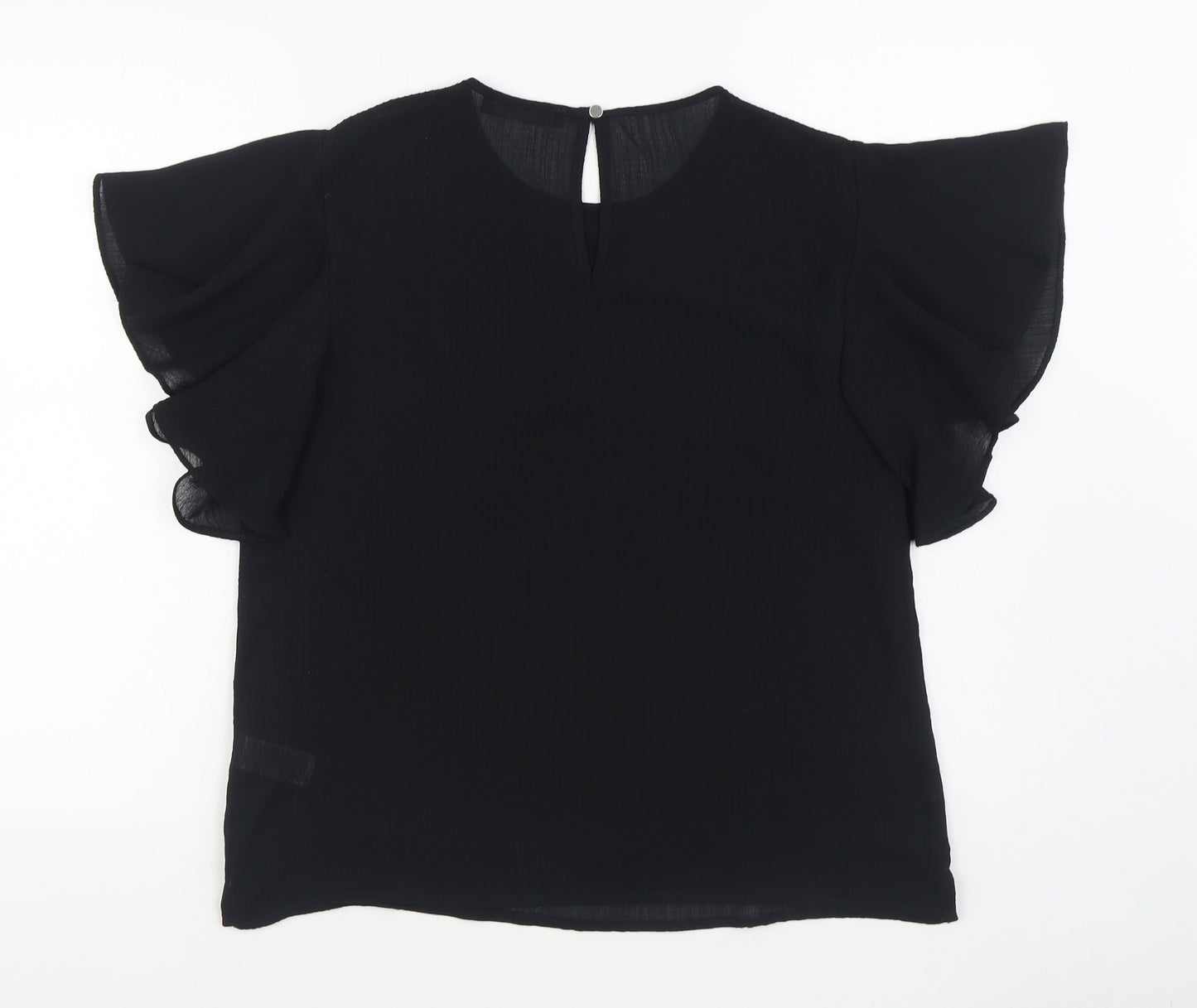 Marks and Spencer Womens Black  Polyester Basic Blouse Size 12 Round Neck