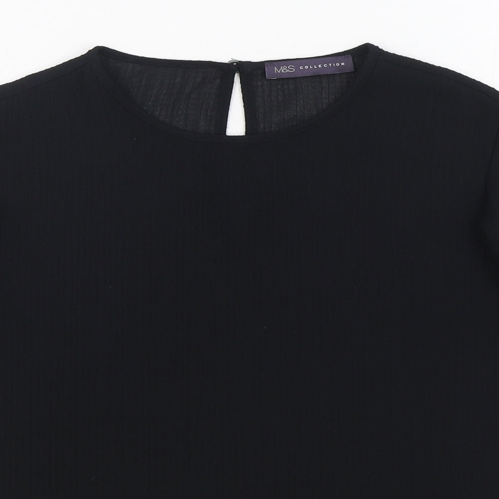 Marks and Spencer Womens Black  Polyester Basic Blouse Size 12 Round Neck