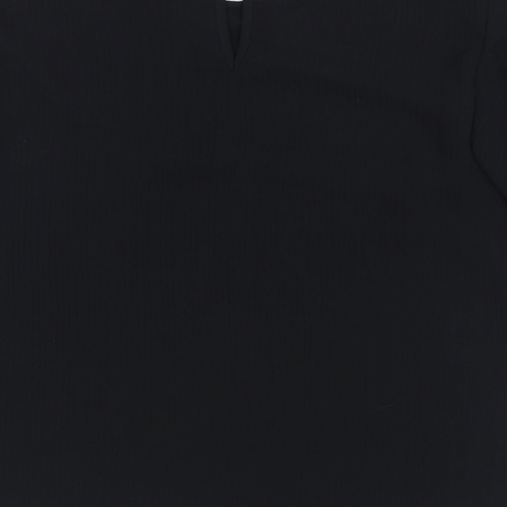 Marks and Spencer Womens Black  Polyester Basic Blouse Size 12 Round Neck