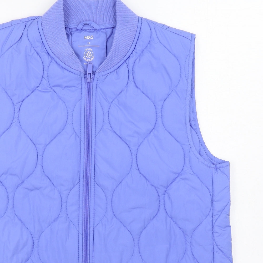 Marks and Spencer Womens Blue   Gilet Jacket Size 12  Zip