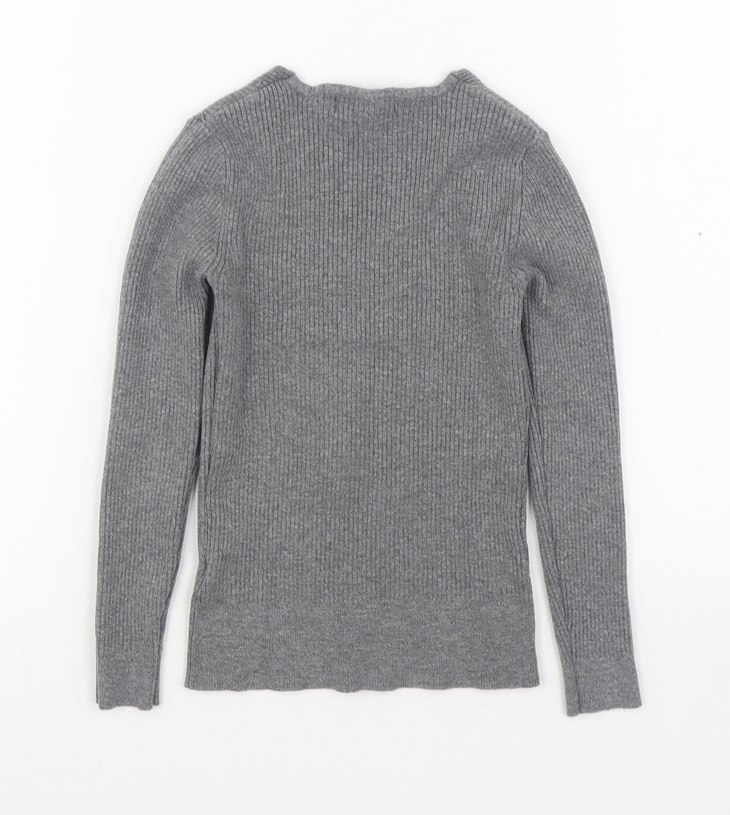 Primark Womens Grey V-Neck  Viscose Pullover Jumper Size S
