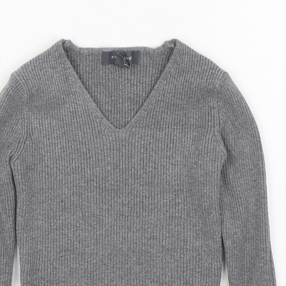 Primark Womens Grey V-Neck  Viscose Pullover Jumper Size S