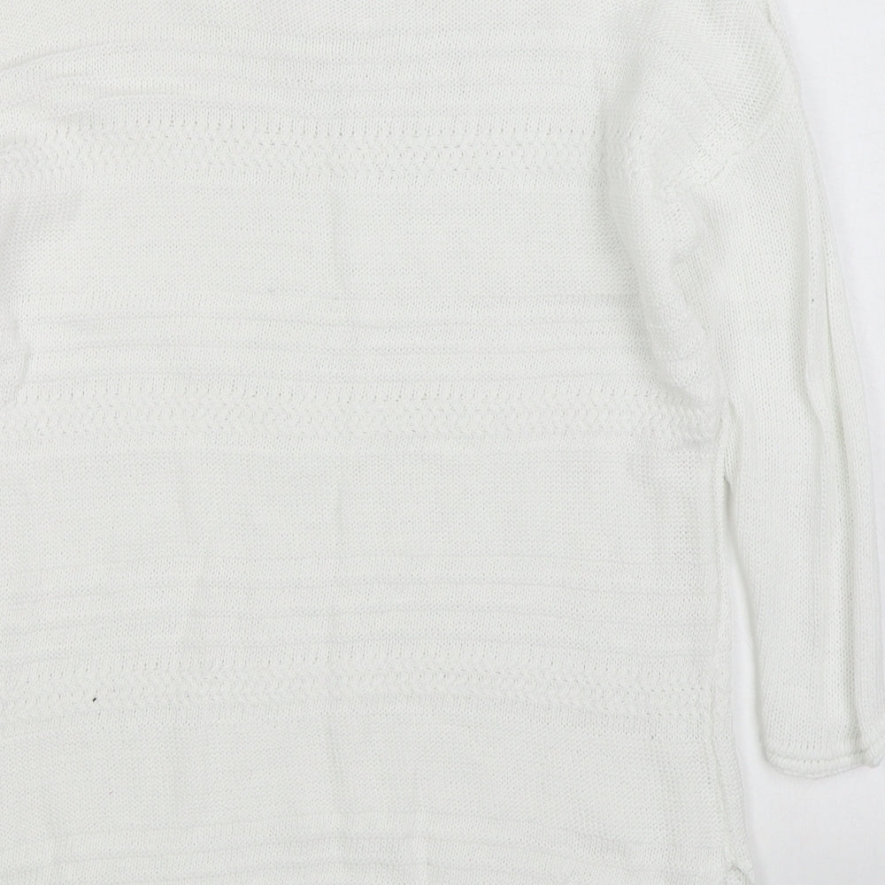Fatface Womens White Boat Neck  100% Cotton Pullover Jumper Size 14