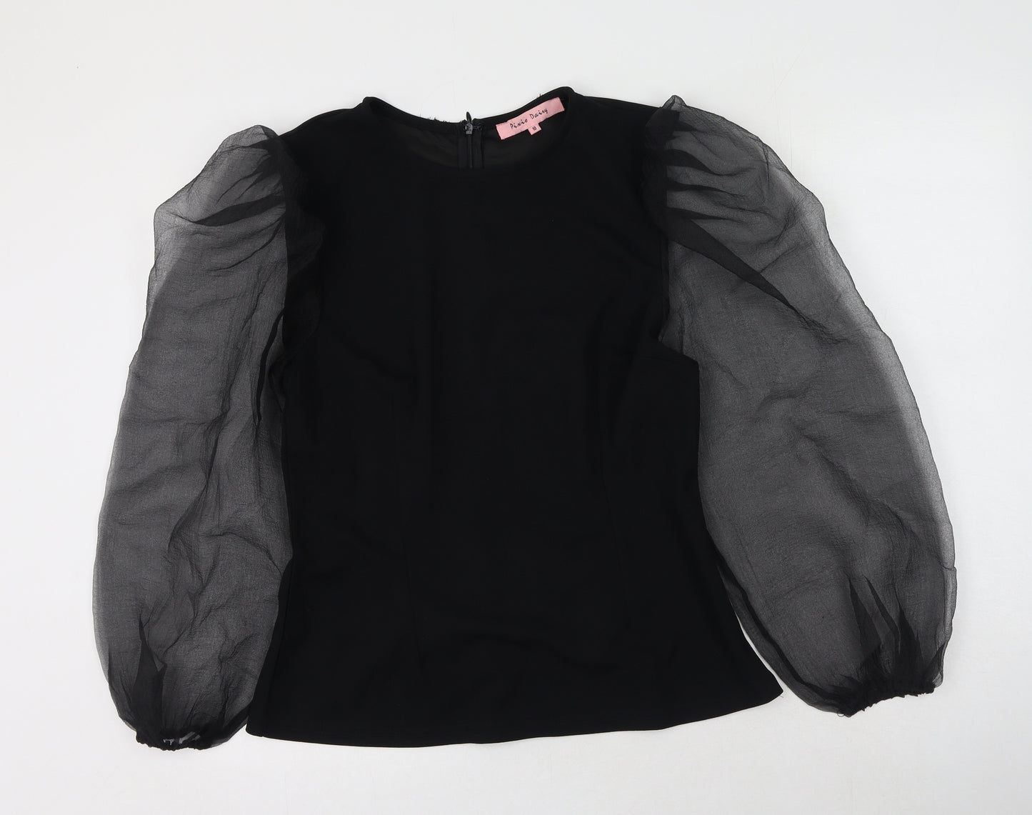 Pixie Daisy Womens Black  Polyester Basic Blouse Size 10 Round Neck