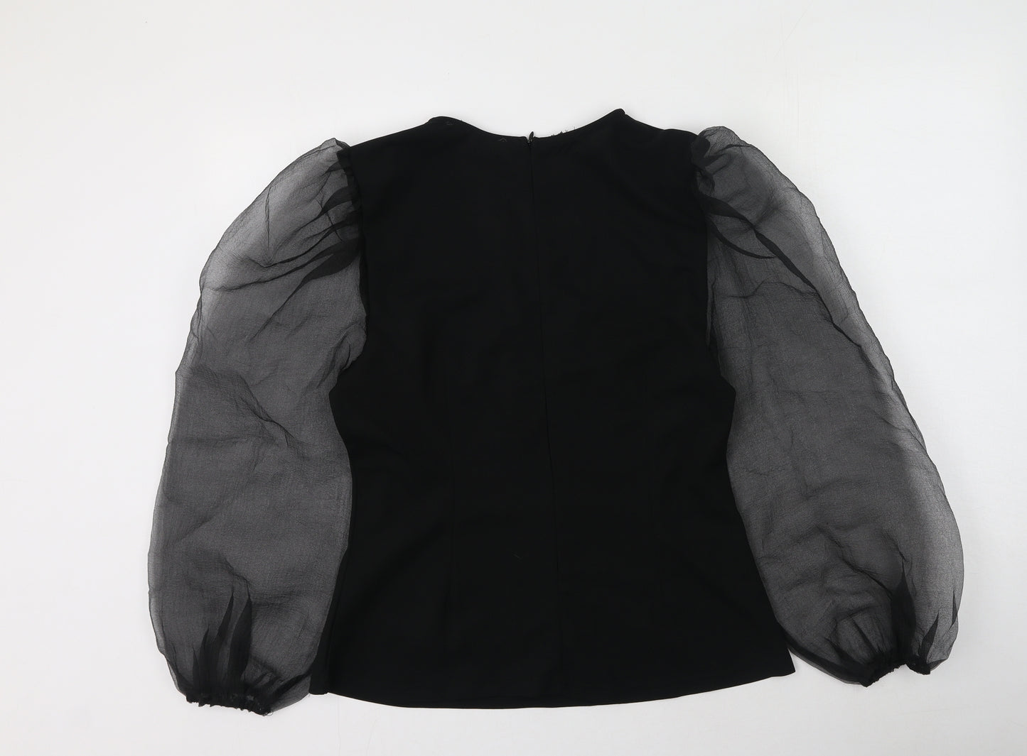 Pixie Daisy Womens Black  Polyester Basic Blouse Size 10 Round Neck