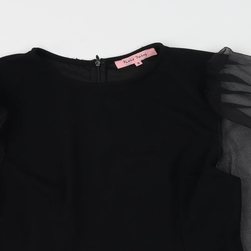 Pixie Daisy Womens Black  Polyester Basic Blouse Size 10 Round Neck