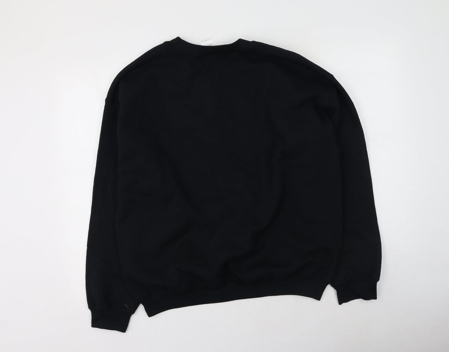 Gildan Womens Black  Cotton Henley Sweatshirt Size L   - Christmas Jumper