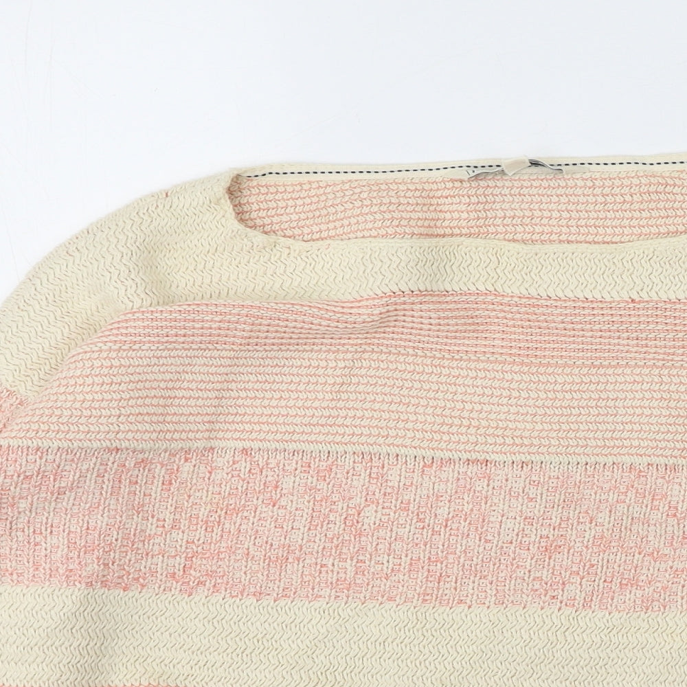 Fat Face Womens Pink Round Neck Striped Cotton Pullover Jumper Size 16