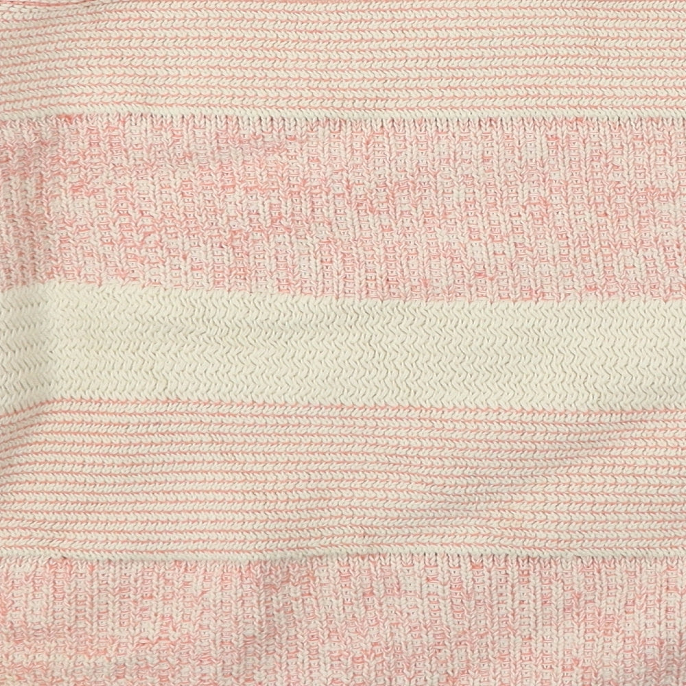Fat Face Womens Pink Round Neck Striped Cotton Pullover Jumper Size 16