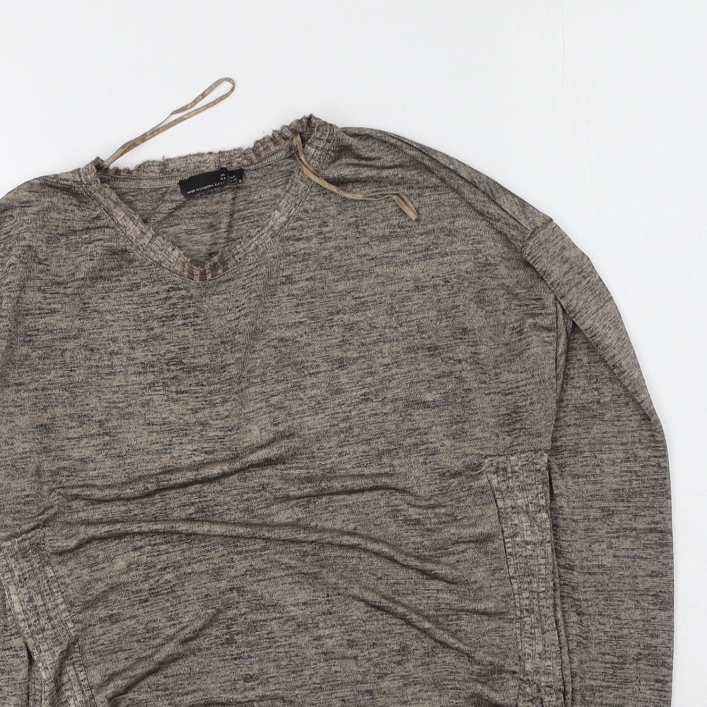 Zara Womens Brown  Polyester Basic Blouse Size S Round Neck