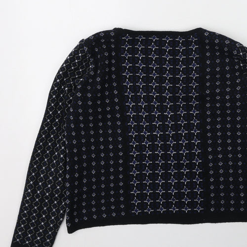 George  Womens Blue Round Neck Geometric Acrylic Pullover Jumper Size 8