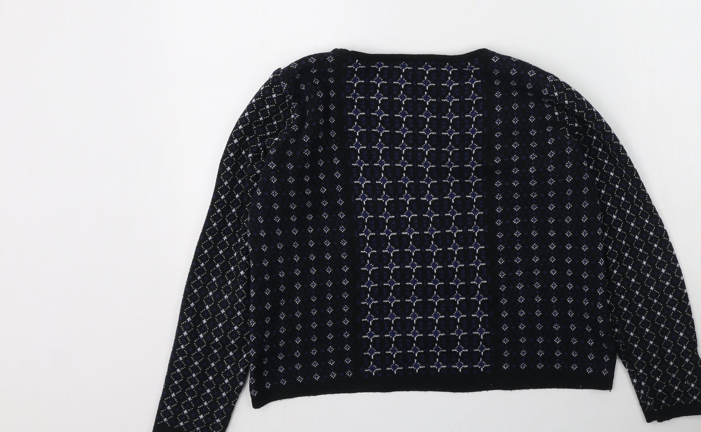 George  Womens Blue Round Neck Geometric Acrylic Pullover Jumper Size 8