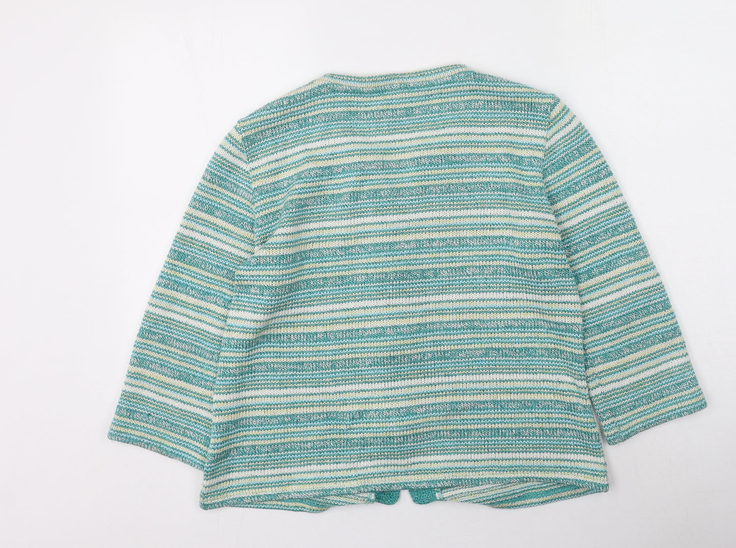 Marks and Spencer Womens Gold Round Neck Striped Acrylic Cardigan Jumper Size L