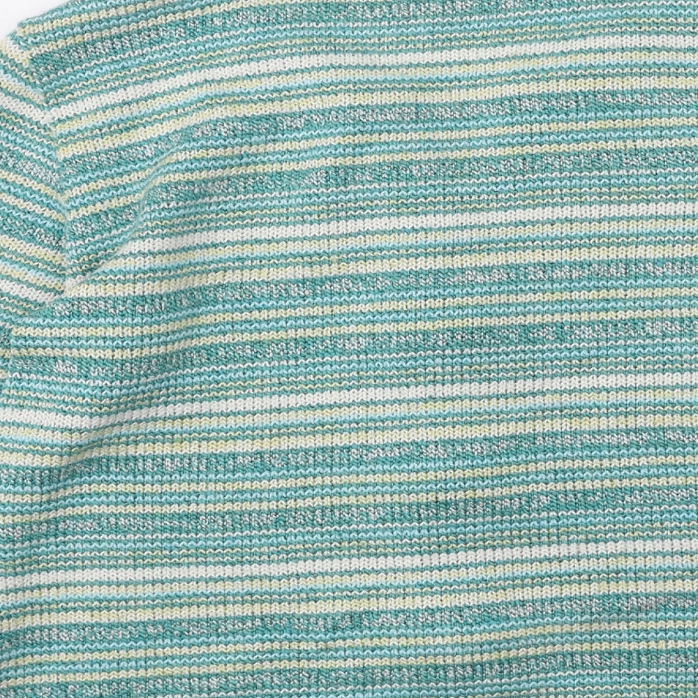 Marks and Spencer Womens Gold Round Neck Striped Acrylic Cardigan Jumper Size L