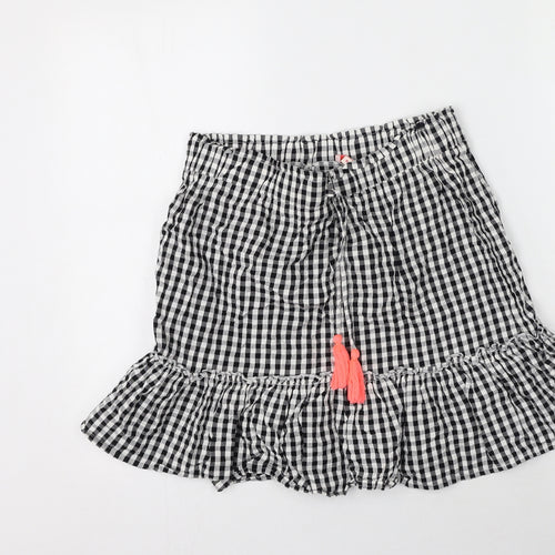 khushi Womens Black Check Cotton Flare Skirt Size M
