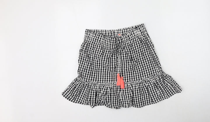 khushi Womens Black Check Cotton Flare Skirt Size M