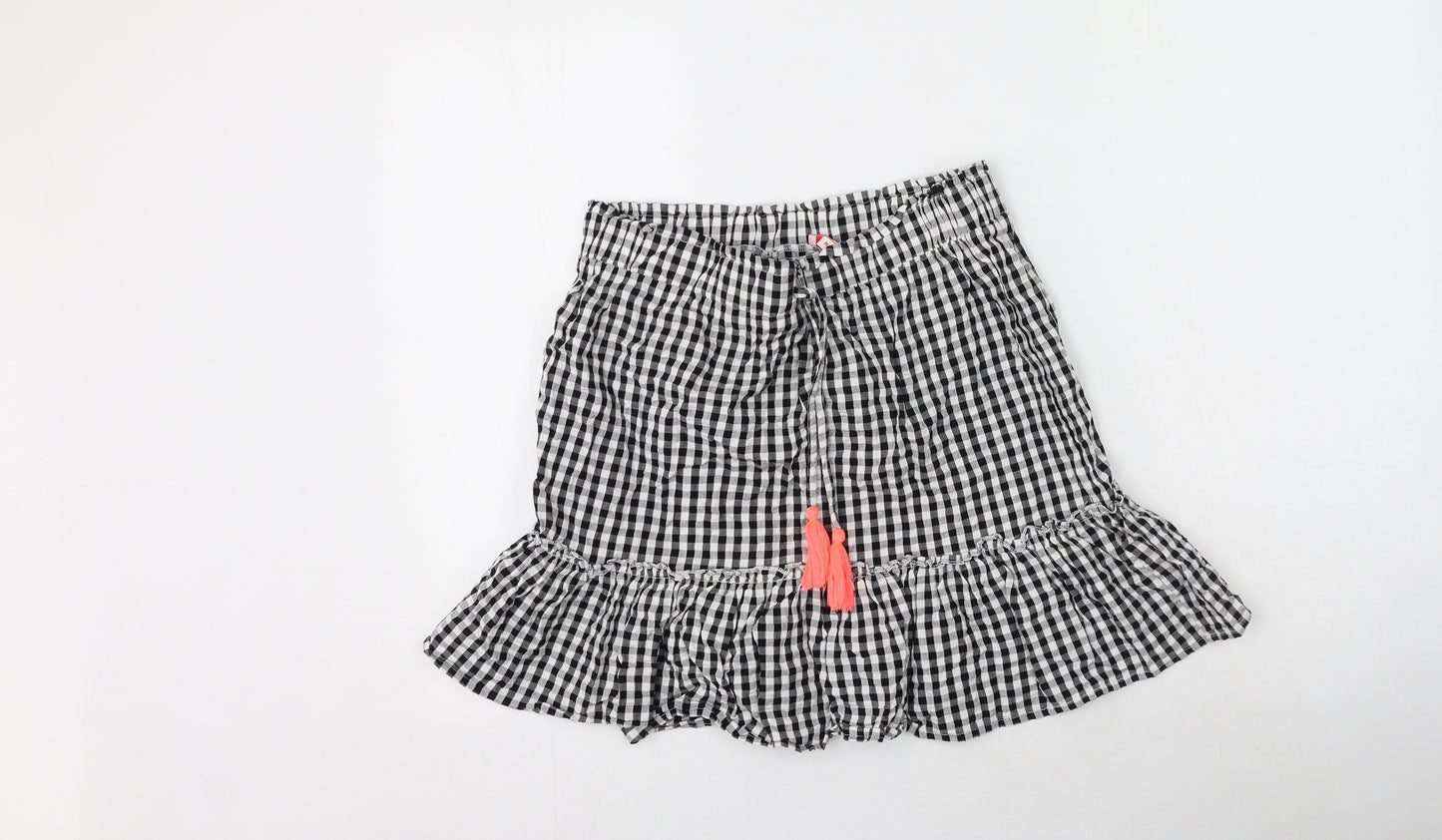 khushi Womens Black Check Cotton Flare Skirt Size M