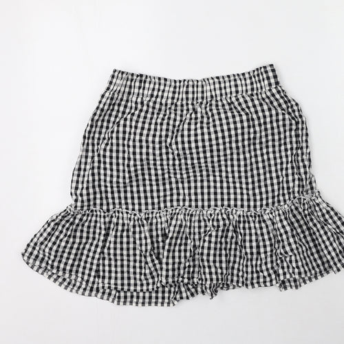 khushi Womens Black Check Cotton Flare Skirt Size M
