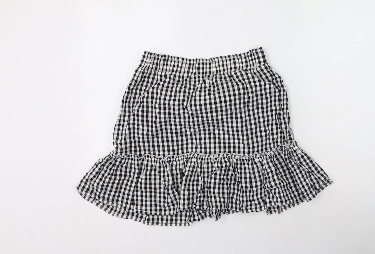 khushi Womens Black Check Cotton Flare Skirt Size M