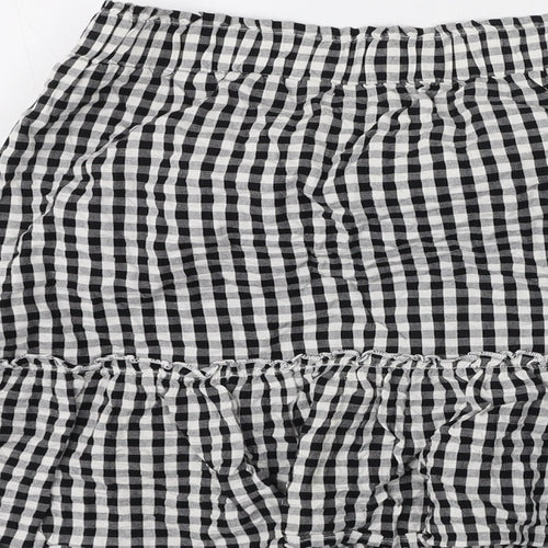 khushi Womens Black Check Cotton Flare Skirt Size M