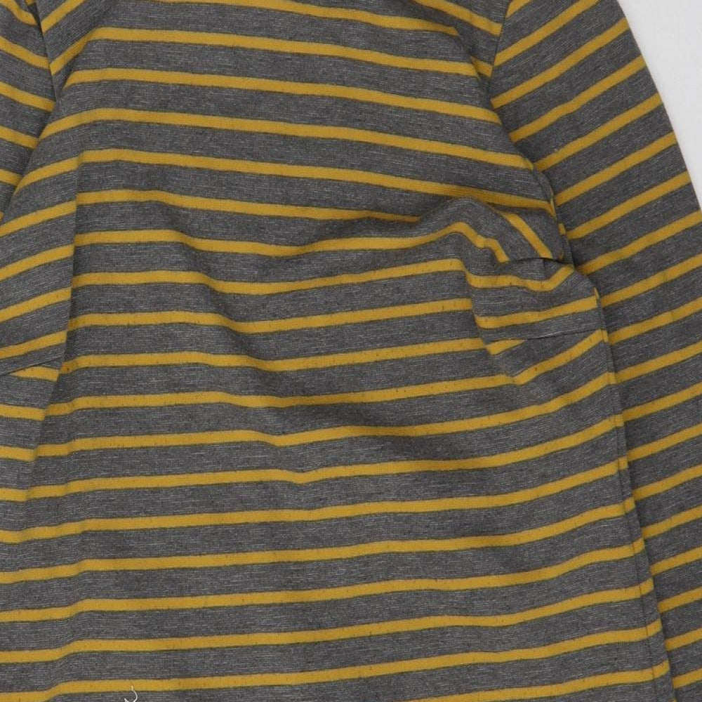 Villa Womens Yellow Round Neck Striped Polyester Pullover Jumper Size M