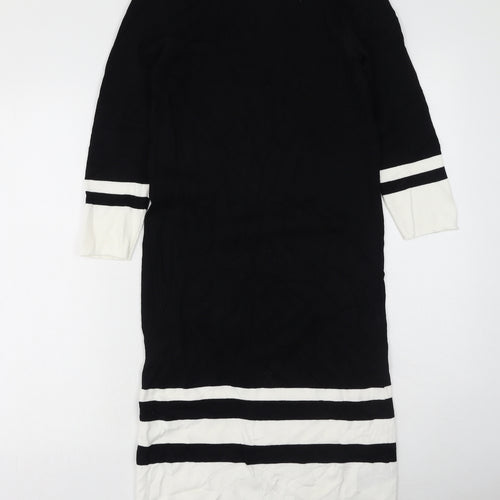 M&Co Womens Black Striped Viscose Jacket Dress  Size 10  Round Neck