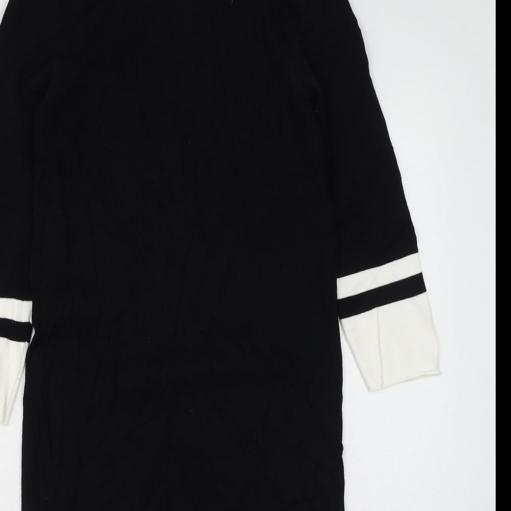 M&Co Womens Black Striped Viscose Jacket Dress  Size 10  Round Neck