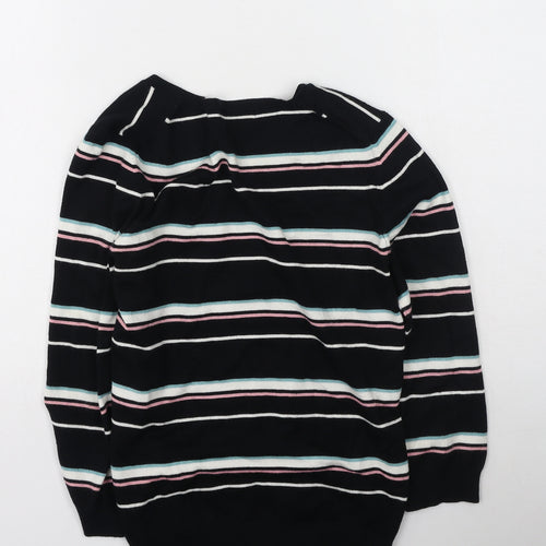 Marks and Spencer Womens Multicoloured V-Neck Striped Viscose Pullover Jumper Size 14