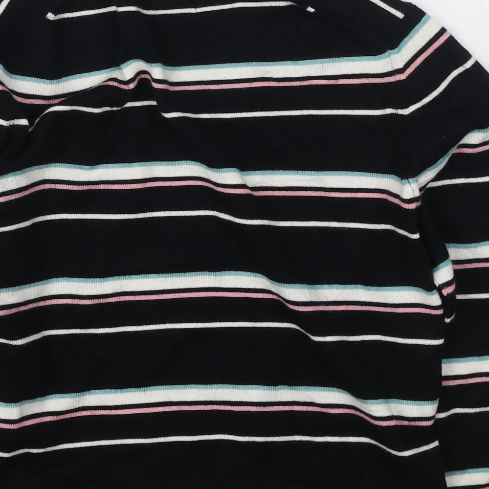 Marks and Spencer Womens Multicoloured V-Neck Striped Viscose Pullover Jumper Size 14