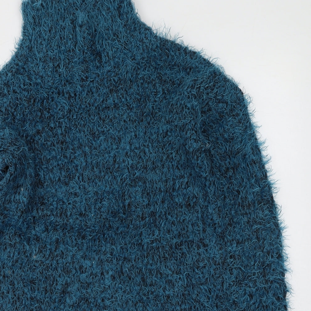 Lottie Womens Blue High Neck  Polyester Pullover Jumper Size 8
