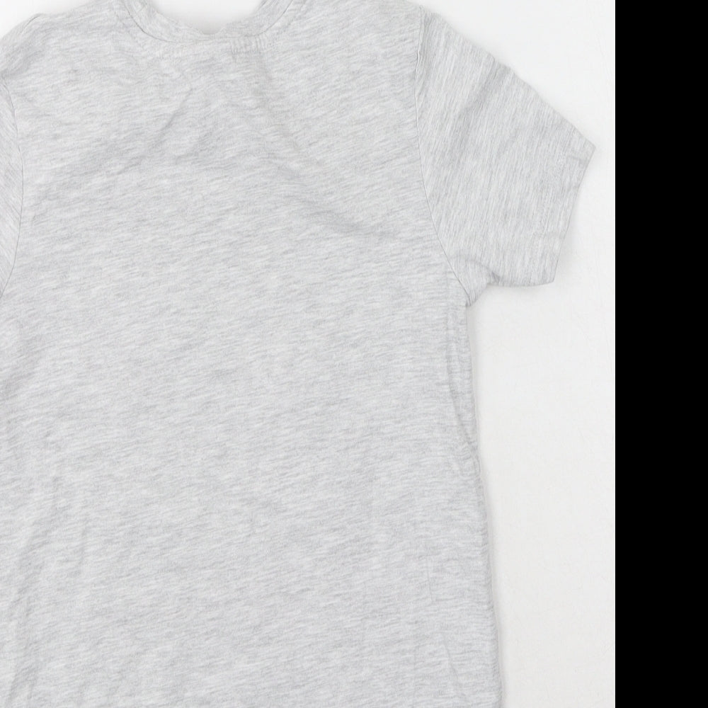George  Boys Grey  Cotton Basic Casual Size 7-8 Years Round Neck  - Christmas T shirt