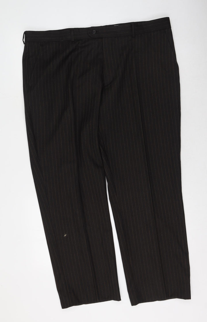 BHS Womens Brown Striped Polyester Trousers  Size 40 in L31 in Regular
