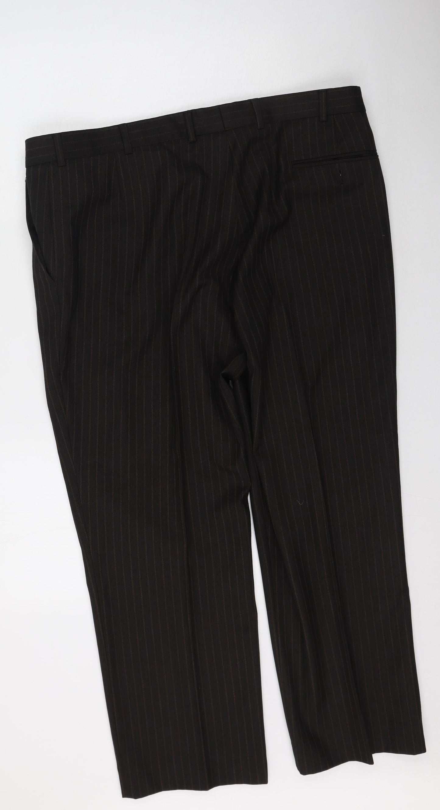 BHS Womens Brown Striped Polyester Trousers  Size 40 in L31 in Regular