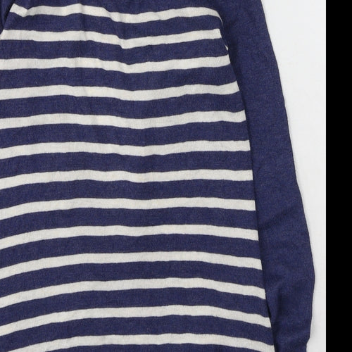 Primark  Womens Blue Round Neck Striped Viscose Cardigan Jumper Size 8