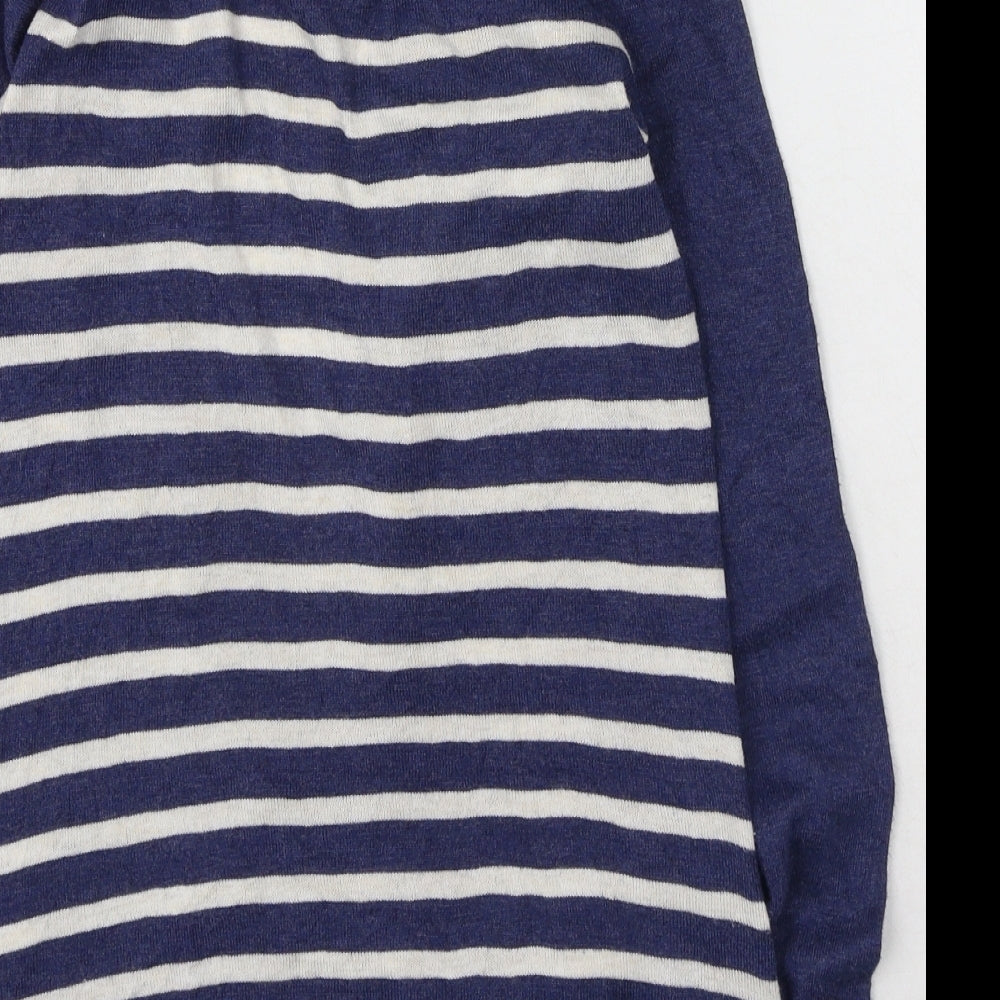 Primark  Womens Blue Round Neck Striped Viscose Cardigan Jumper Size 8
