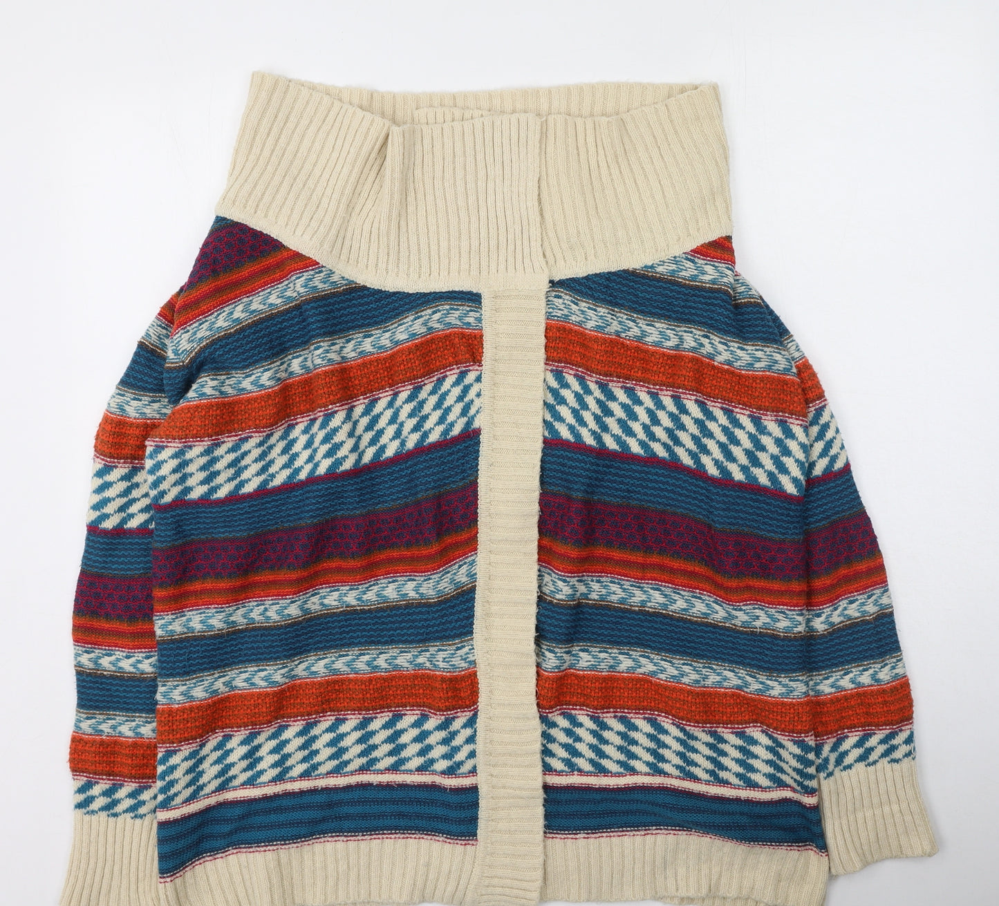 Peacocks Womens Multicoloured High Neck Geometric Acrylic Cardigan Jumper Size 16