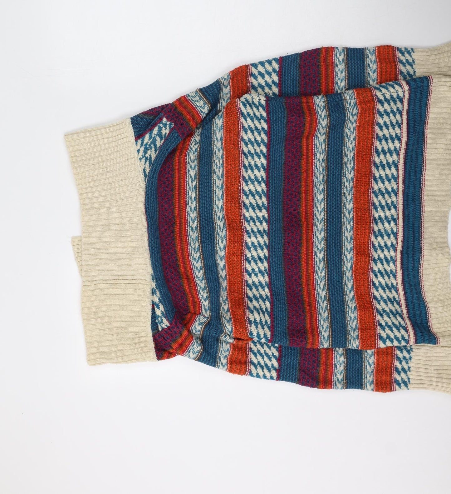 Peacocks Womens Multicoloured High Neck Geometric Acrylic Cardigan Jumper Size 16