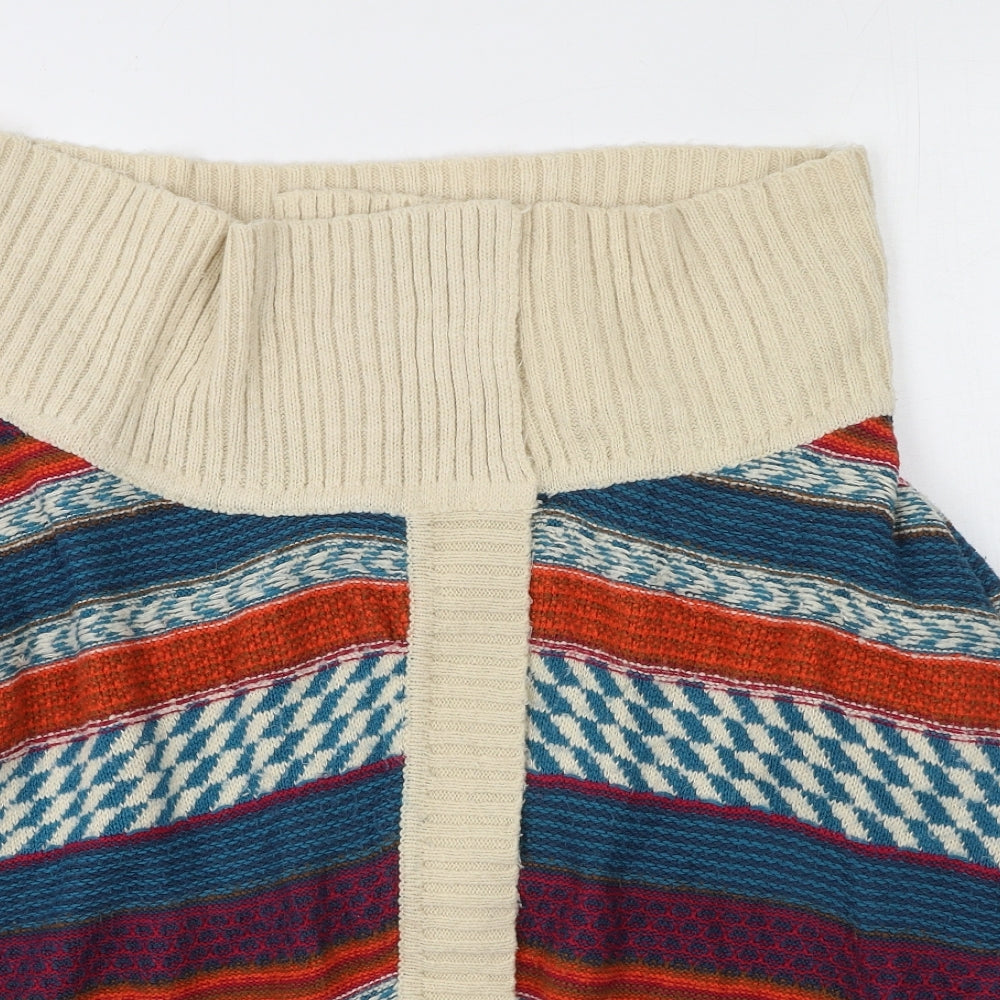 Peacocks Womens Multicoloured High Neck Geometric Acrylic Cardigan Jumper Size 16