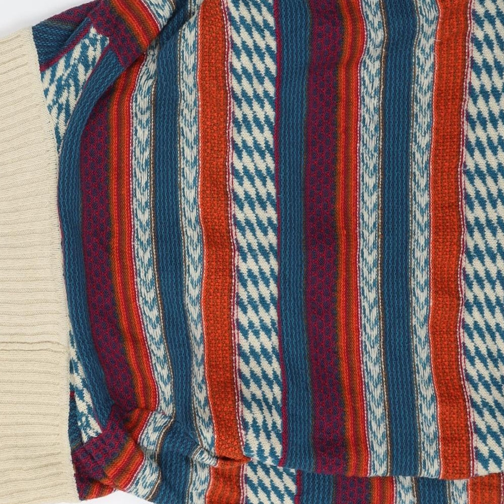 Peacocks Womens Multicoloured High Neck Geometric Acrylic Cardigan Jumper Size 16