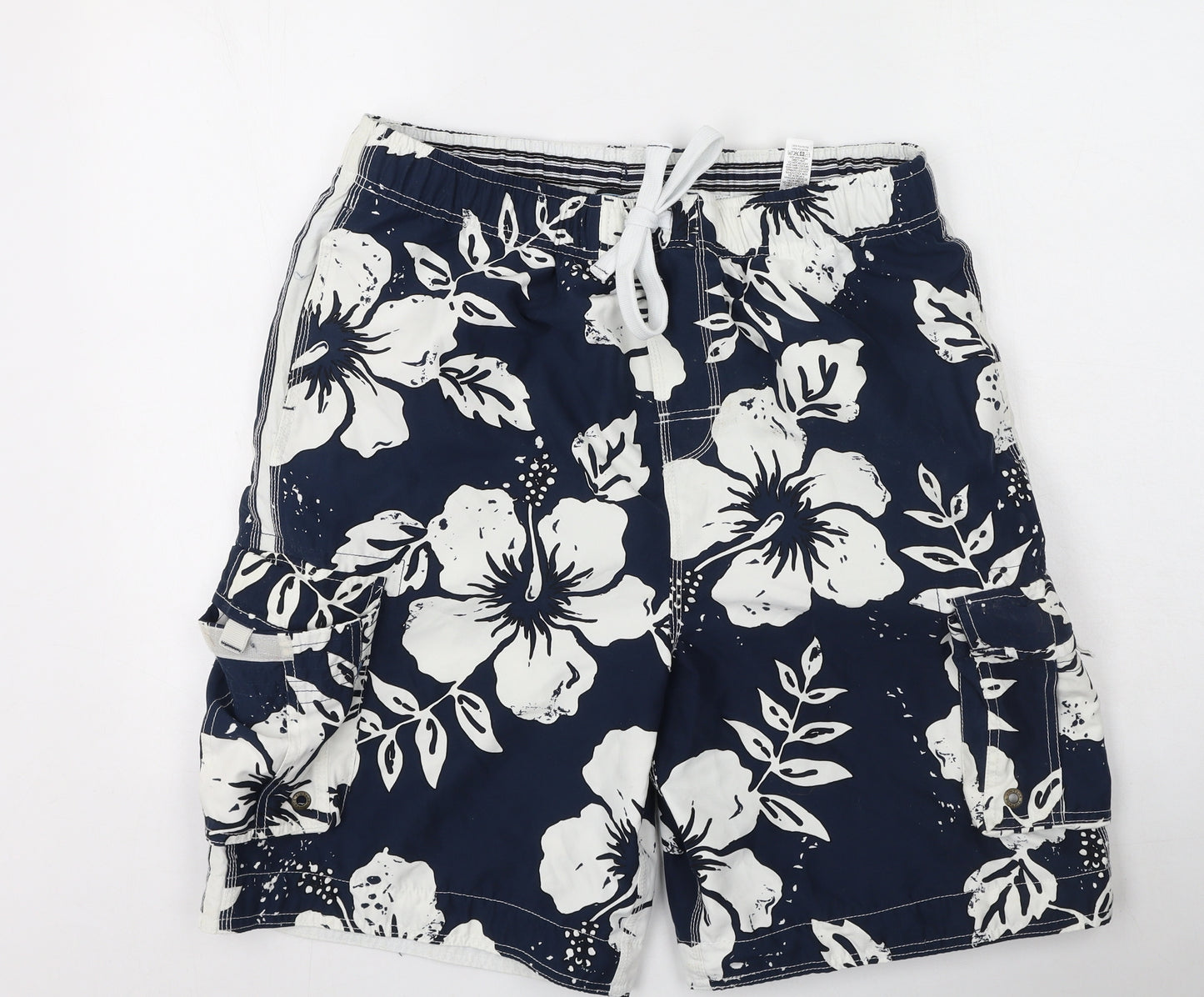 Dunnes Stores Mens Blue Floral Polyester Sweat Shorts Size XL L9 in Regular  - Swim Shorts