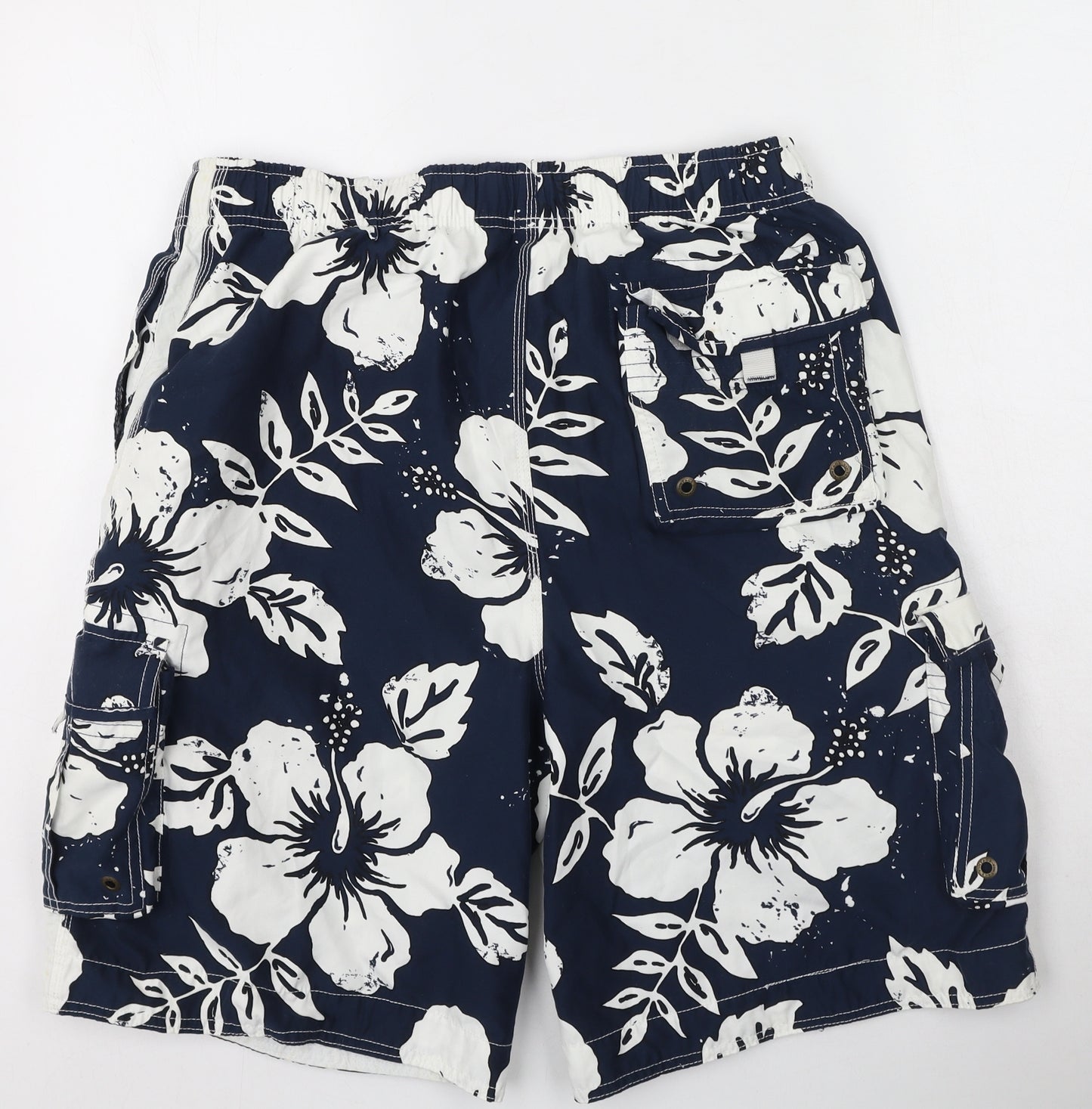 Dunnes Stores Mens Blue Floral Polyester Sweat Shorts Size XL L9 in Regular  - Swim Shorts