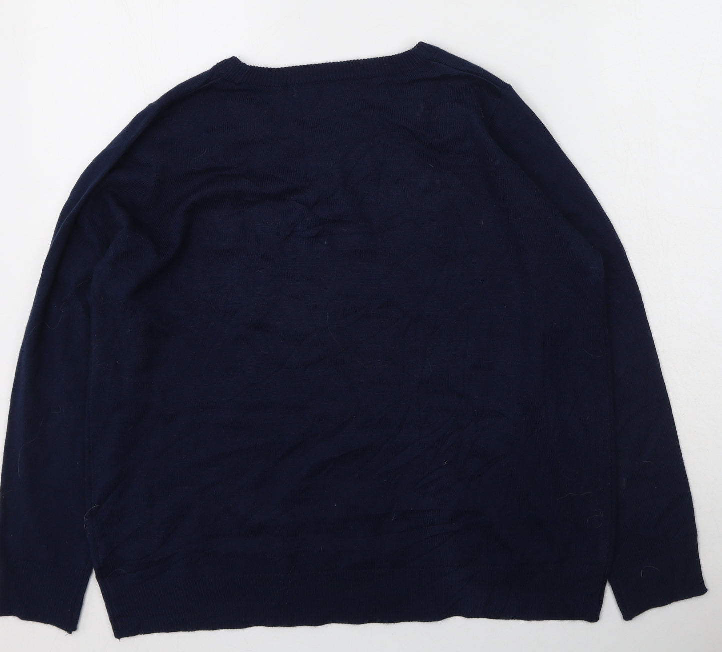 TU Womens Blue Round Neck  Acrylic Pullover Jumper Size 18   - Christmas Jumper